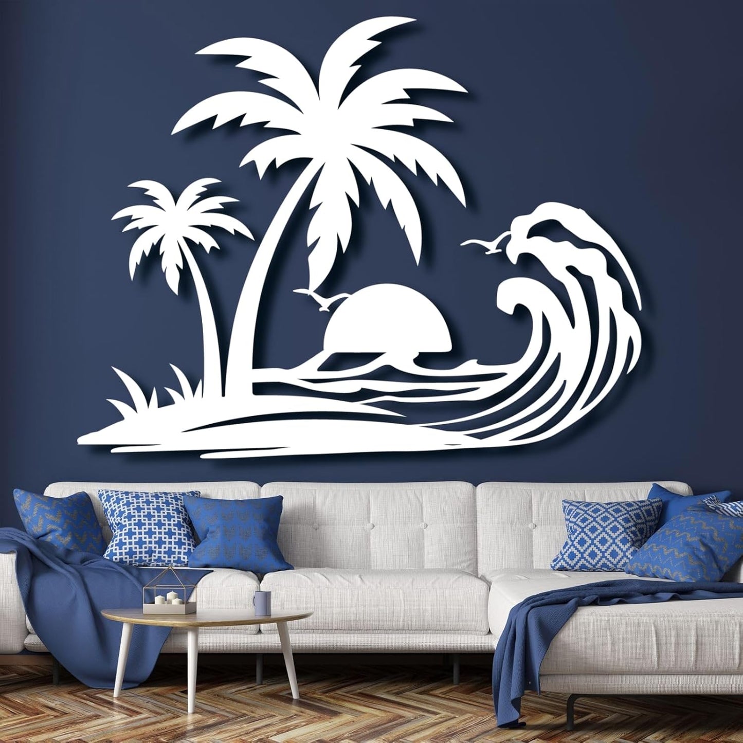 Palm Tree Metal Wall Decor,Palm Tree Metal Wall Art,Metal Palm Tree,Metal Palm Tree Wall Decor,Tropical Metal Wall Art,Beach Wall Decort,Metal Wall Decor (style 1,white,30 L" x 23 W" / 76 x 60 cm)