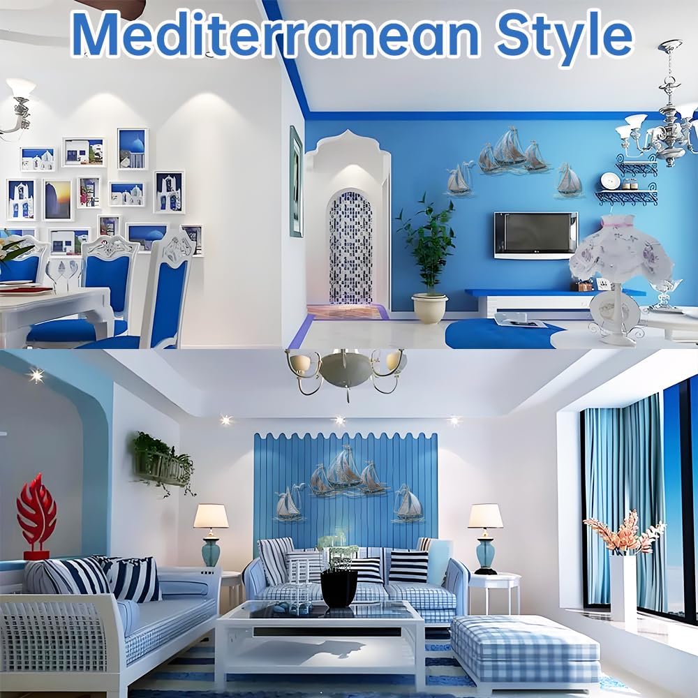 Metal Geometric Round Wall Art Abstract Metal Wall Decor for Living Room, 3d Modern Orange Circle Large Wall Art Circular Wall Decor Hanging Wall Sculptures Artwork for Outdoor Bedroom (Sailboat)