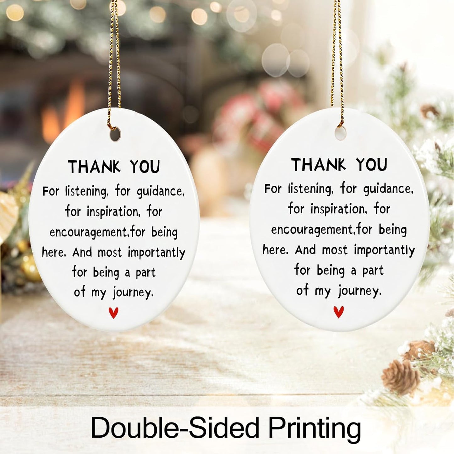 Thank You Christmas Ornament for Teacher Appreciation Gifts, Thank You Nurse Gifts,Goodbye Gift, Ceramic Keepsake Thanks Ornament with Ribbon and Gift Box