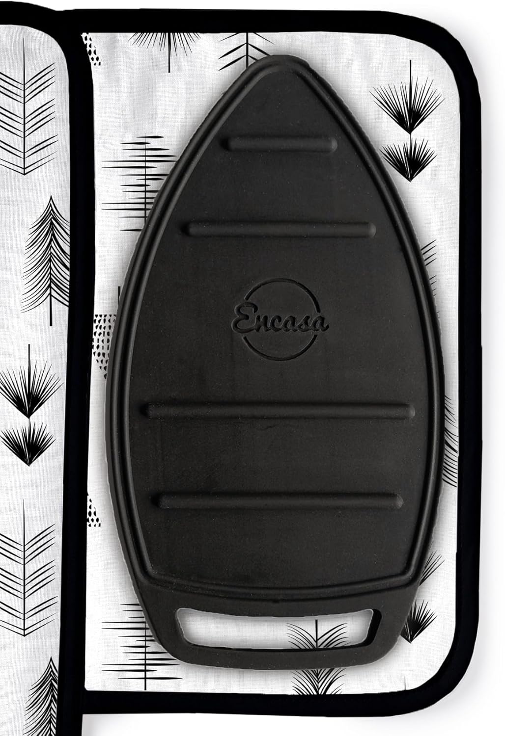 Encasa Homes Ironing Mat/Pad (Small 28"x20") with 3mm Padding & Silicone Iron Rest for Steam Pressing on Tabletop or Bed - Heat Resistant, Portable, Quilting & Travel Blanket - Black Arrow