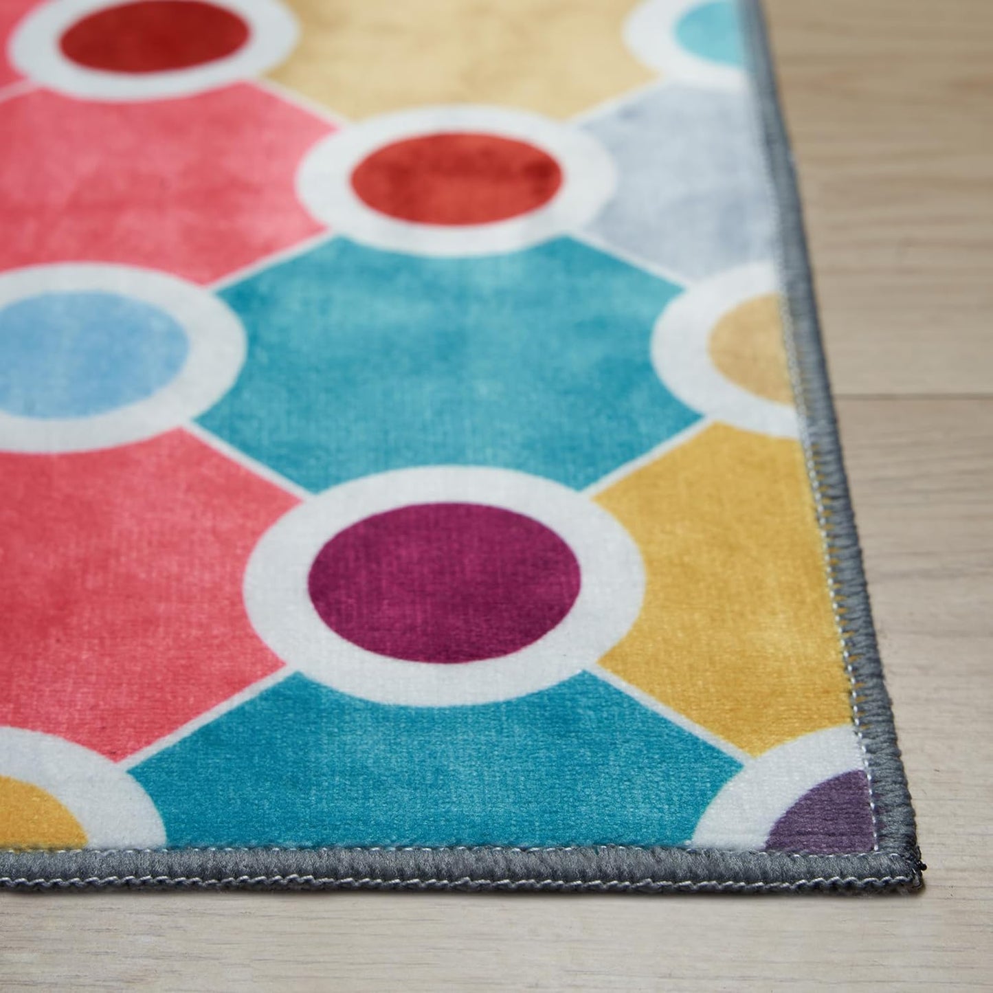 Machine Washable Polka Dot Colorful Nursey/Kids Area Rug - Multicolor - 9x12