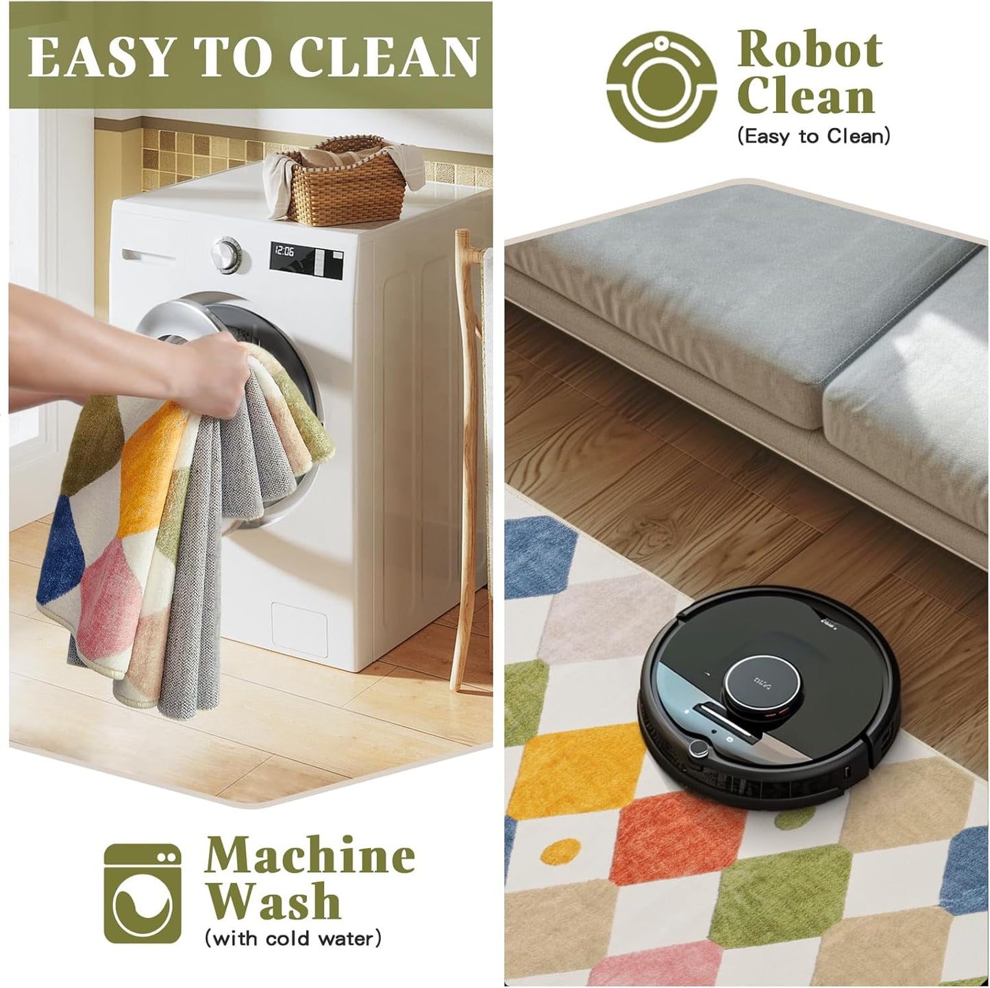 jinchan Kids Rug for Nursery 5ft Radius Corner Washable Area Rug Modern Colorful Quarter Circle Rug Soft Non-Slip Carpet for Bedroom Playroom Daycare Reading Nook Kitchen Classroom Circus on Cream