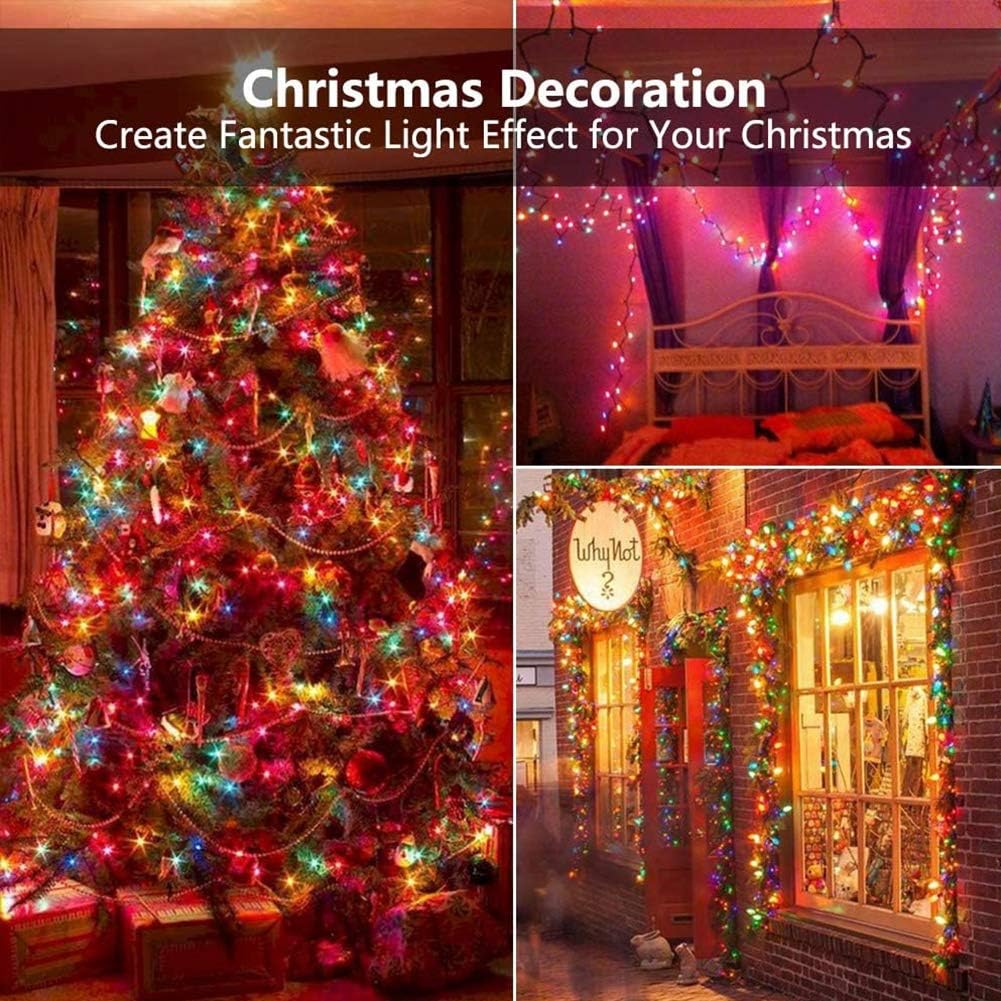 woohaha Multicolor Christmas Lights - 2 Pack 23Ft 100Count Incandescent Tree Lights with Green Wire, Plug-in Mini String Lights for Home, Party, Holiday, Indoor/Outdoor Decor