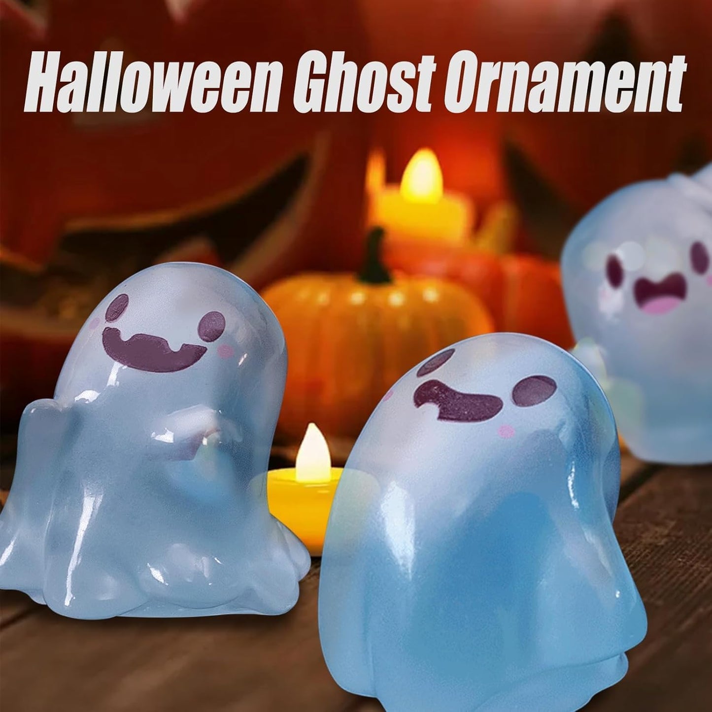 32 Sets Halloween Mini Ghost Figures with Box, Glow in The Dark Mini Resin Ghosts, Luminous Ghost Miniature Resin Figurines for Halloween Party Favors (1PCS D)