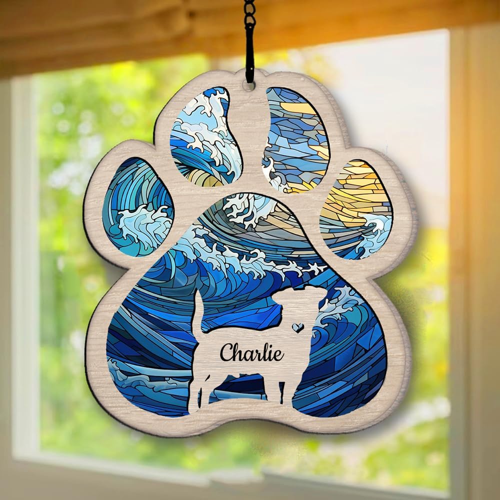 Personalized Irish Wolfhound Suncatcher Dog Memorial Gifts, Custom Irish Wolfhound Ornament Christmas Tree, Pet Remembrance Gift, Loss of Dog Sympathy Gift, Pet Loss Suncatcher
