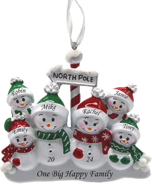 2025 Family Christmas Ornament – Personalized Ornament for Families – Custom Snowman Family Ornament – Holiday Tree Decoration Keepsake Gift (Snowman Family of 6)