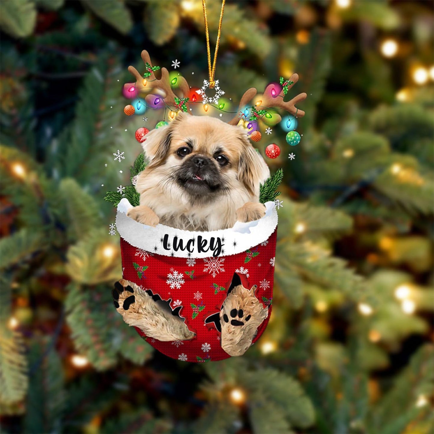 Tibetan Spaniel Christmas Tree Ornament, Pocket Dog Lovers Gift Idea, Xmas Decor for Tree