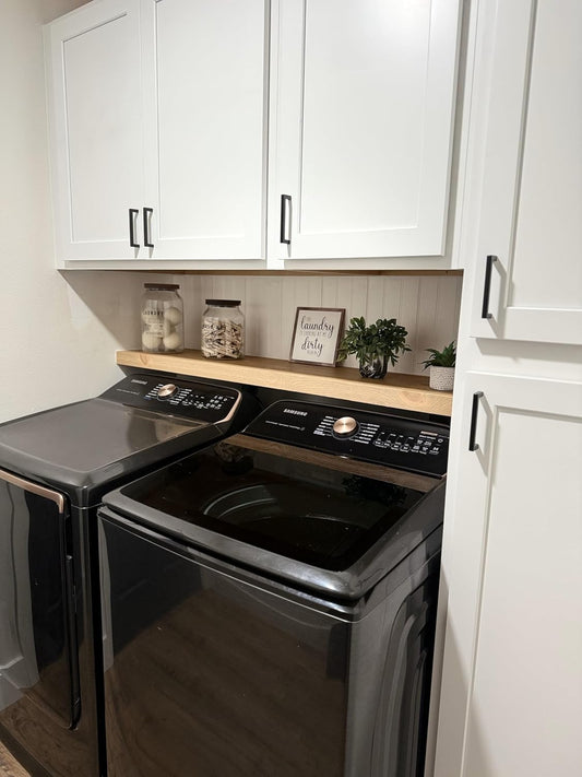 joelsantiques 60 Inch Wooden Floating Shelves for Wall - 60x8x2 in - Made of Natural Wood - Long Wall Shelves for Bedroom - Perfect for Living Room, Kitchen - Made in USA - Beige