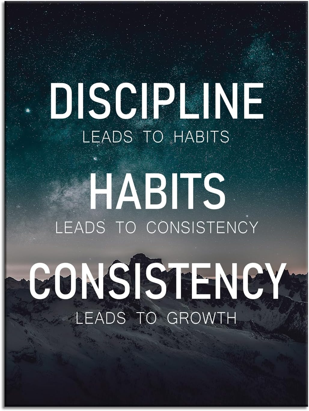 Inspirational Wall Art Discipline Habits Consistency Growth Motivational Poster Canvas Prints Artwork for Office Modern Home Decor Painting Pictures Stretched and Framed Ready to Hang [18''Wx 24''H]