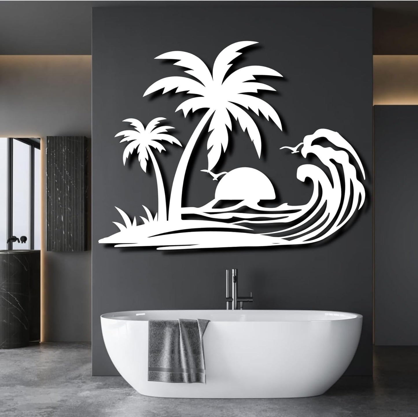 Palm Tree Metal Wall Decor,Palm Tree Metal Wall Art,Metal Palm Tree,Metal Palm Tree Wall Decor,Tropical Metal Wall Art,Beach Wall Decort,Metal Wall Decor (style 1,black,19 L" x 14 W" / 47 x 37 cm)