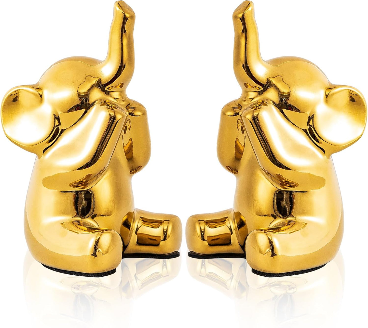 Loving Pair of Small Gold Elephant Statues Gold Home Decor Modern Boho Style Figurine Decorative Ornaments for Living Room, Bedroom, Office Desktop, Cabinets, Shelf
