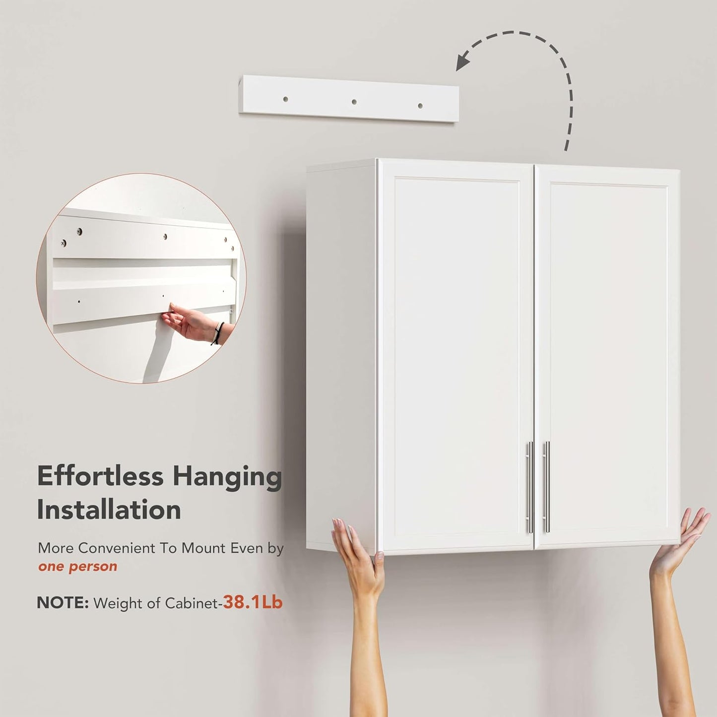 FIMELLO 30" Laundry Room Cabinets Wall Mounted,White