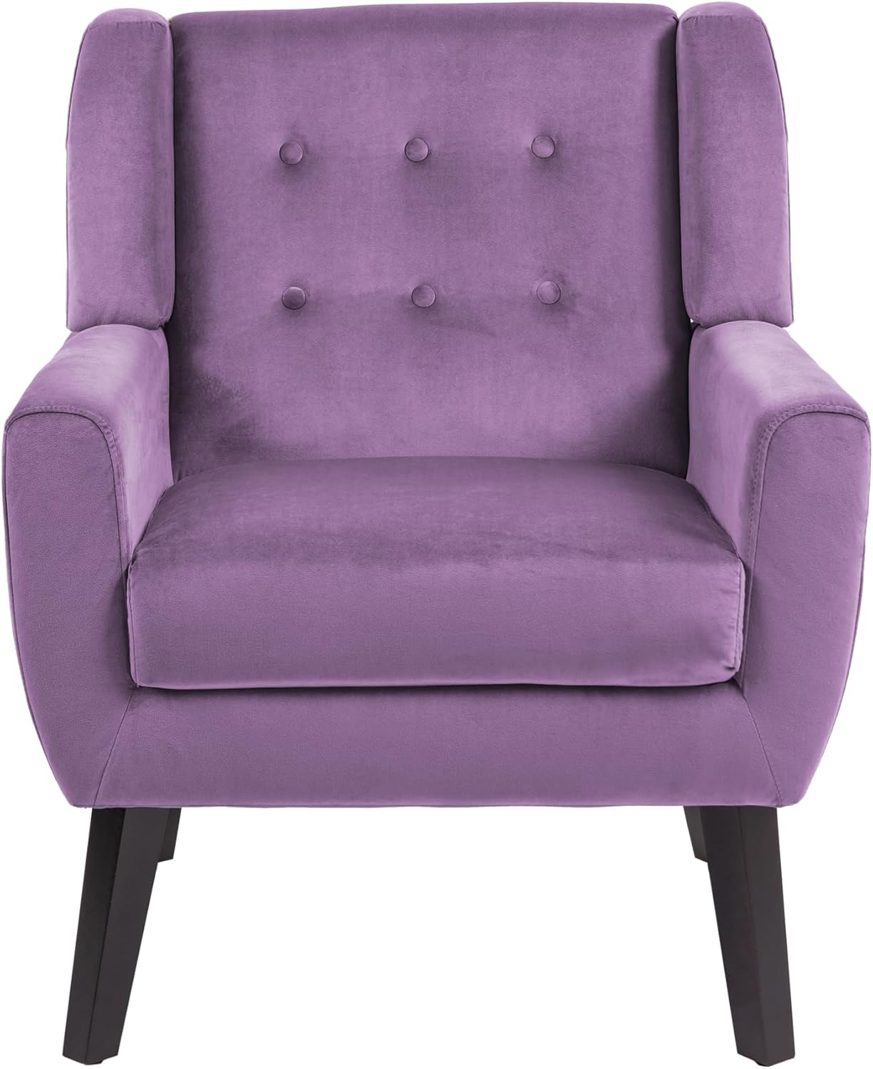 UIXE Accent Chair Modern Upholstered Armchair, Mid Century Club Arm Chairs Comfy Single Sofa Living Room Button Tufted Reading Seat Bedroom Side Seating, Velvet-Purple