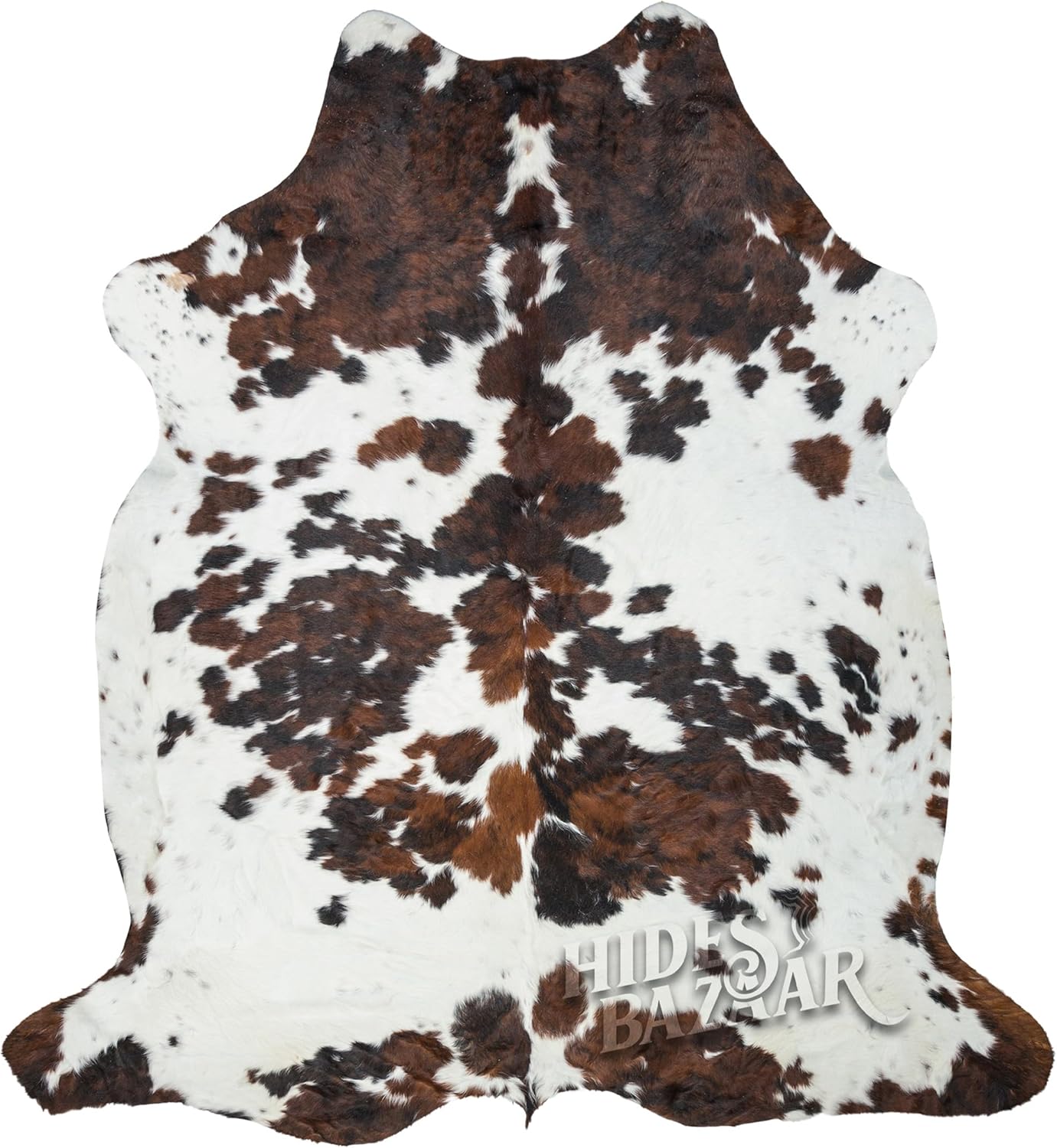 Natural Cowhide Rug for Home & Office Premium Light Tricolor Cowhide Rug with Mixed Brown, Black & White Patterns - Cow Hide Rugs Made with Tanned Leather - Cow Hide Rugs 5x7 ft