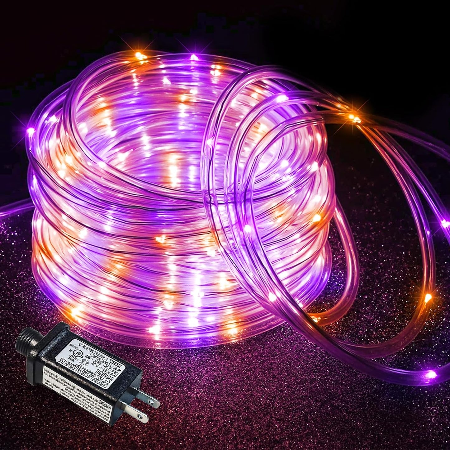 Purple Orange Halloween Lights, 66FT 200 LED Rope Lights for Outside Waterproof with 8 Modes, Connectable Tube String Lights for Indoor, Garden, Backyard, Patio, Deck, Pool, Tree Decorations