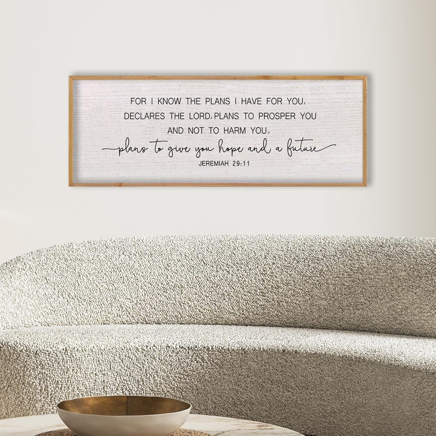 LuZhiQiang Bible Verse Jeremiah 29:11 Wall Art 40"x15" Large Scripture Christian Blessing Decor Plans To Give You Hope And A Future Sign (Wood)