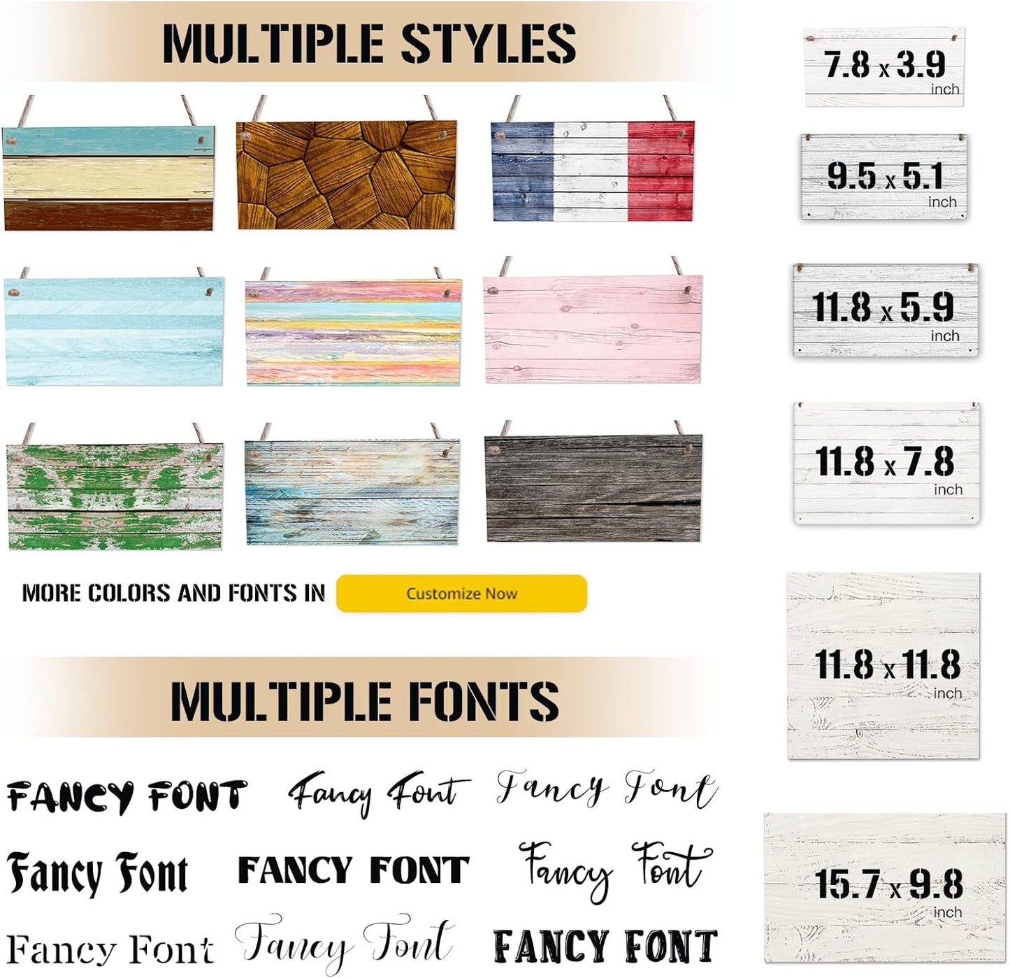 Personalized Rustic Wooden Sign, Custom Plaque Wall Hanging, Art Wood Board Sign for House, Customized Name Sign, Gifts for Family Members Teachers Friends 11.8x5.9 inch