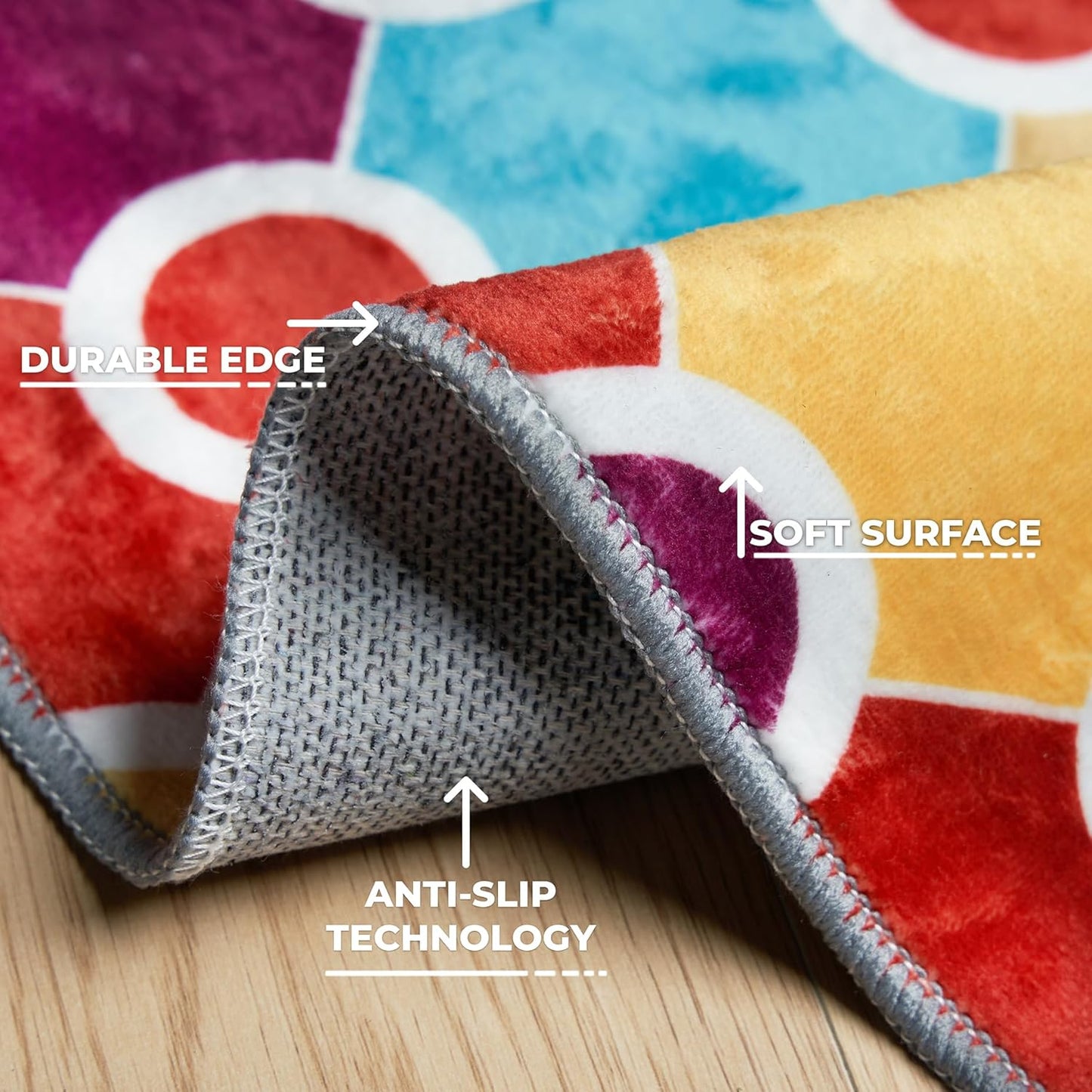 Machine Washable Polka Dot Colorful Nursey/Kids Area Rug - Multicolor - 9x12