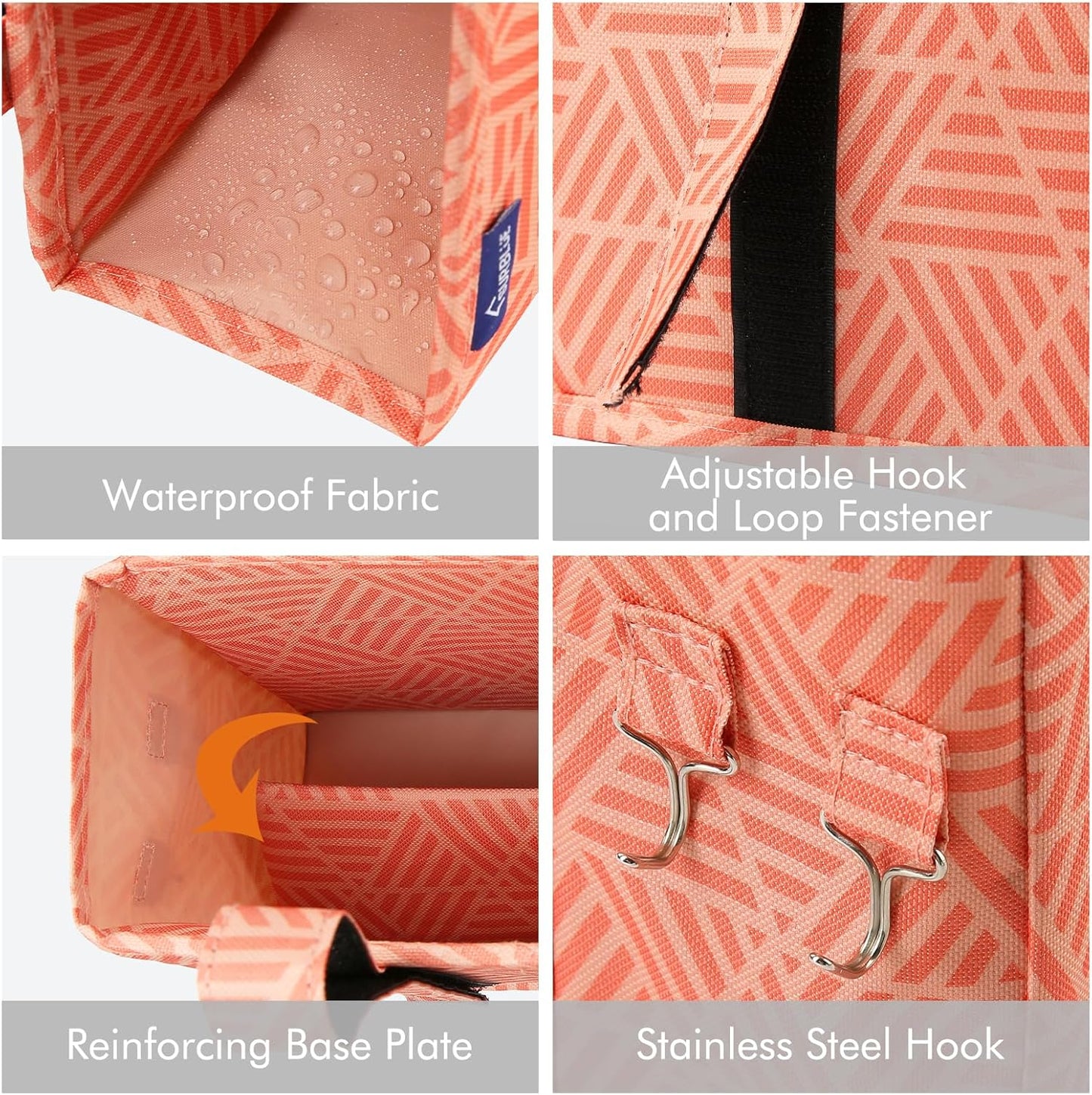 Surblue Bedside Caddy Hanging Bed Organizer Storage Bag Pocket for Bunk and Hospital Beds, College Dorm Rooms Baby Bed Rails,Camp Chiars，Wheelchair Side Bag，4 Pockets and 2 Hooks (Orange Plaid)