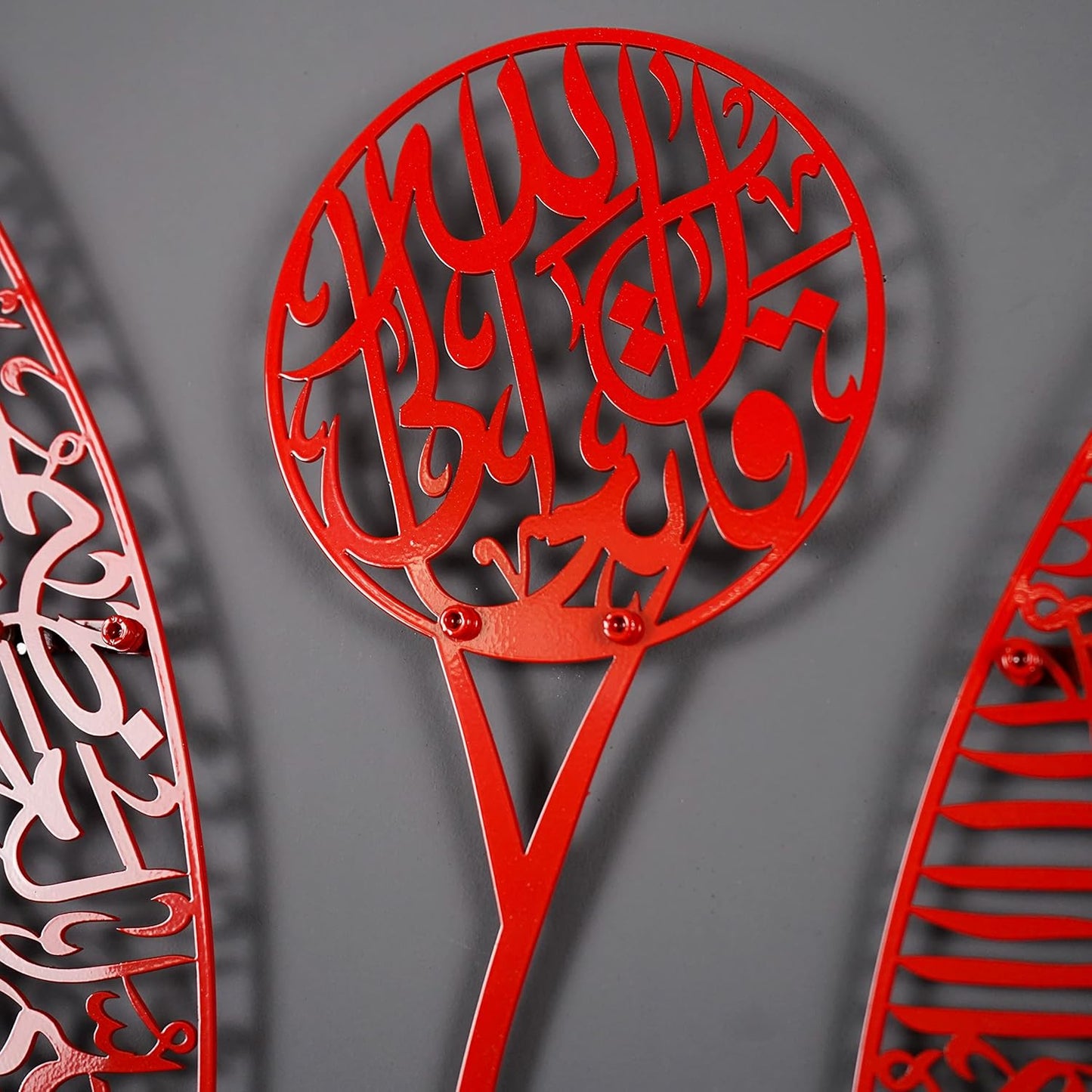 IWA Concept Ayatul Kursi Islamic Wall Art Tulip Shaped | Islamic Home Decor, Art, Calligraphy, Muslim Gifts (67 x 43 cm | 26.8 x 17.2 inches, Full Red)