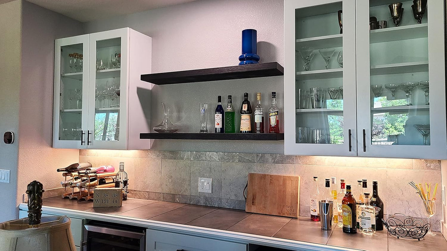 Joel's Antiques - 48 Inch Wooden Floating Shelves for Wall - 48x8x2 Inches - Made of Natural Wood - Long Heavy Duty Wall Shelves - Made in USA - Perfect for Living Room, Kitchen - Black