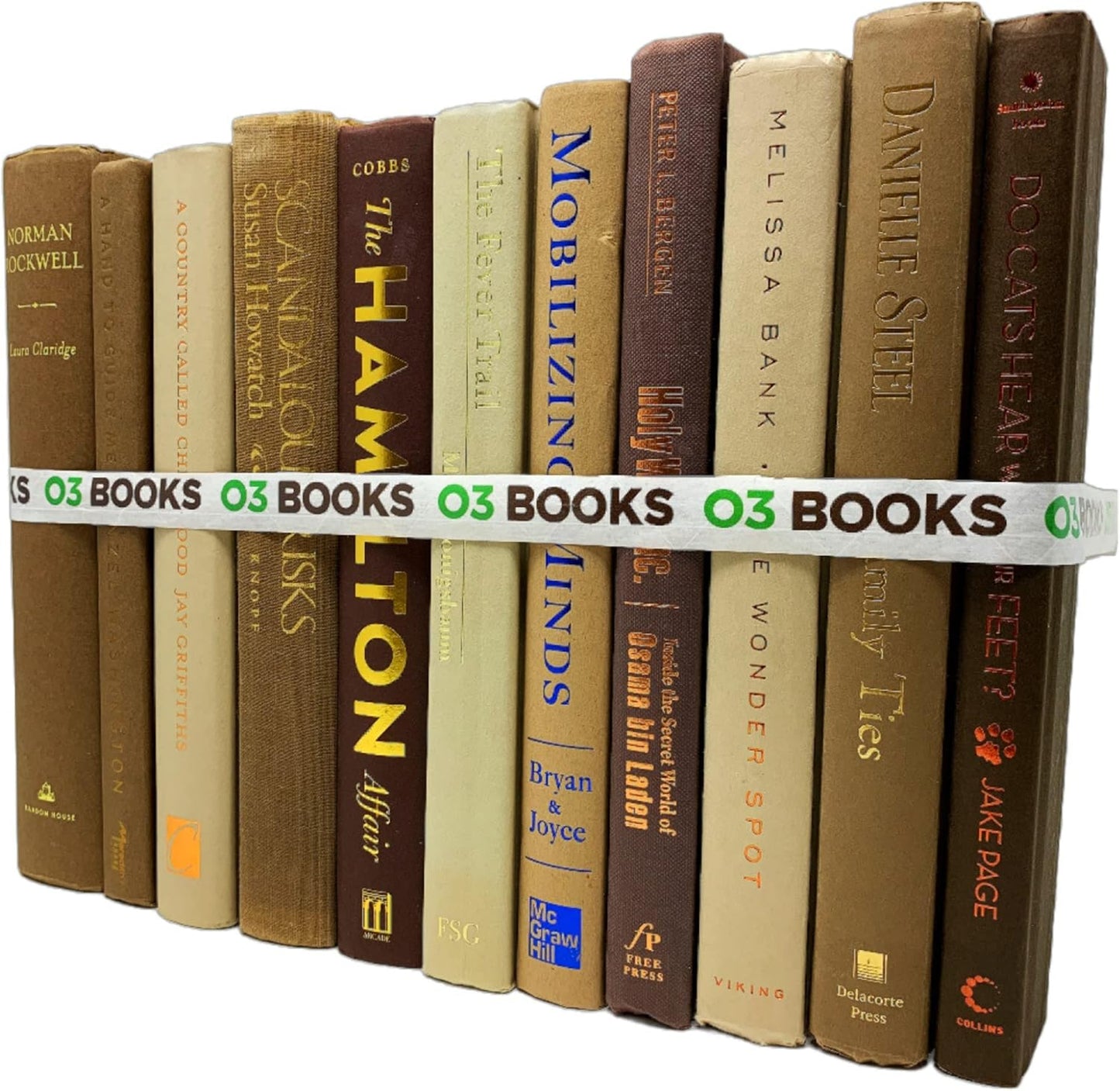 Curated Decorative Books Hardcover Décor Books for Home Décor, Choose Color, Interior Design, Office, Wedding Display, Instant Library, or Staging (One Foot, Brown)