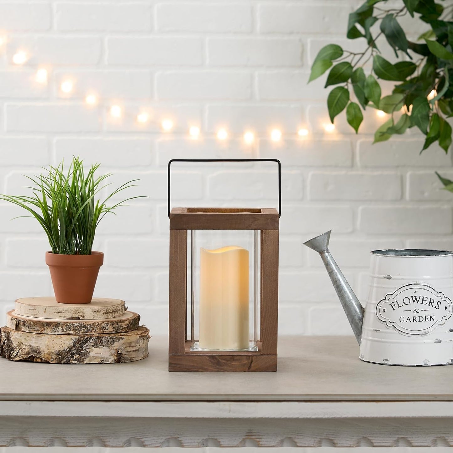 Zingz & Thingz Wooden Candle Lanterns, Decorative Light Home Decor, 9" Tall, Rustic Garden