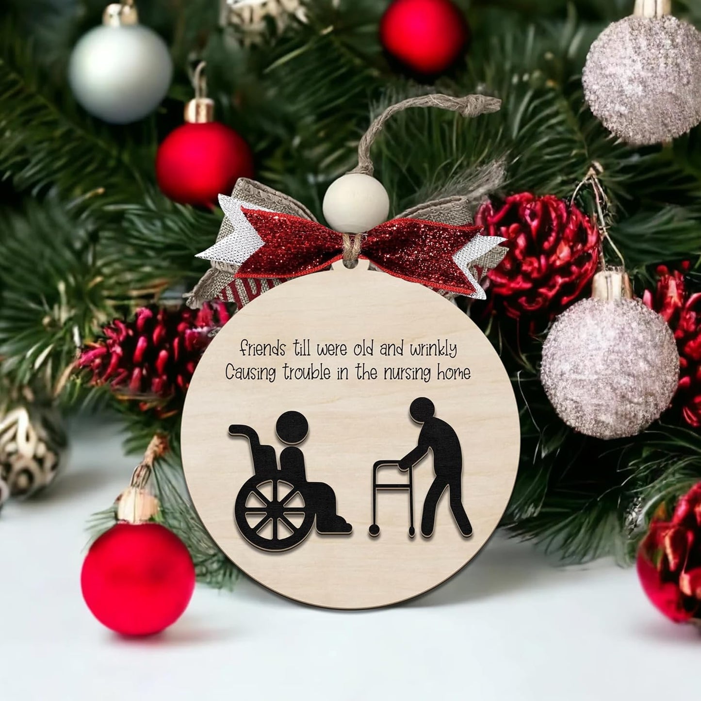 Funny Christmas Ornaments 2024, Unique Christmas Ornaments, Funny Christmas Gag Gifts for Men Women, Friends, Wooden Ornaments for Christmas Tree, Funny Ornaments for Adults