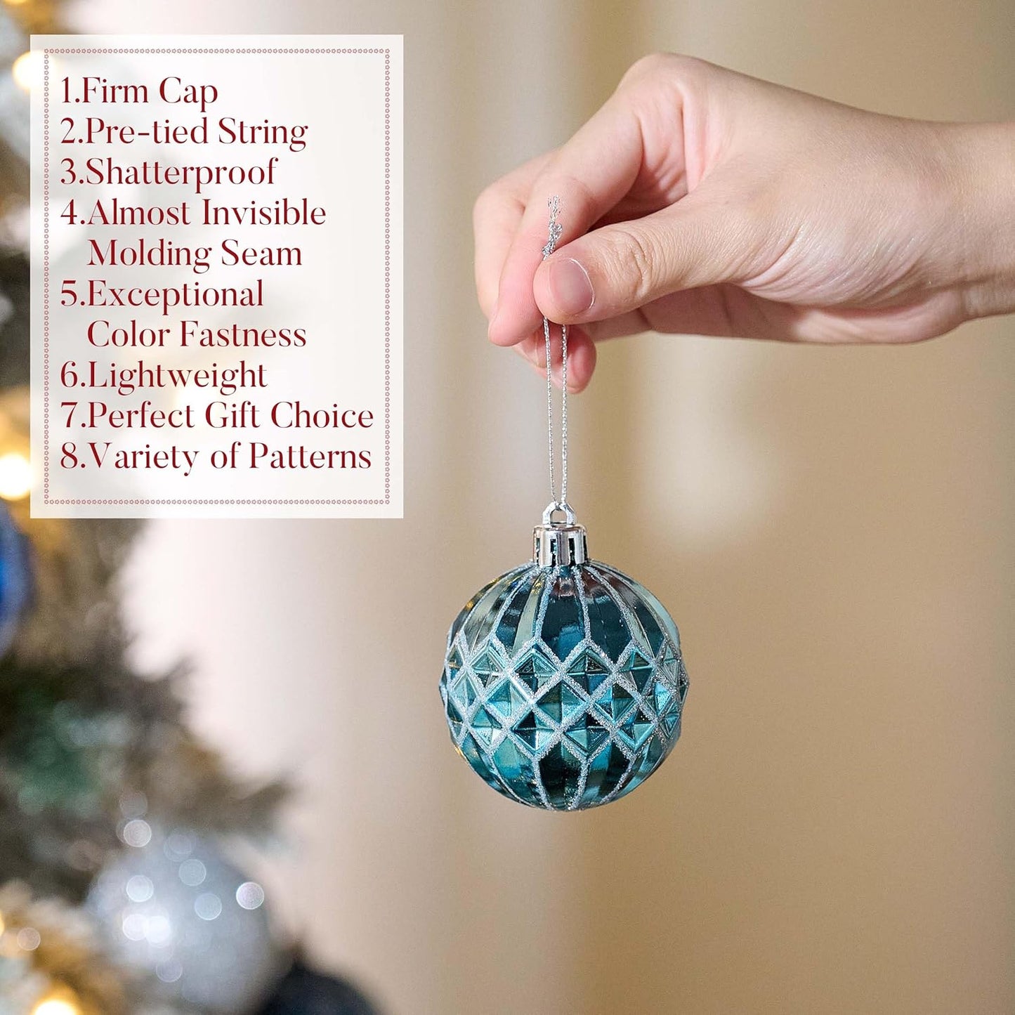 Valery Madelyn Christmas Ornaments Set, 30ct 2 Inches Navy Blue and Silver Shatterproof Christmas Tree Decorations Ball Ornaments Bulk, Elegant Hanging Ornaments for Xmas Holiday Party Decor