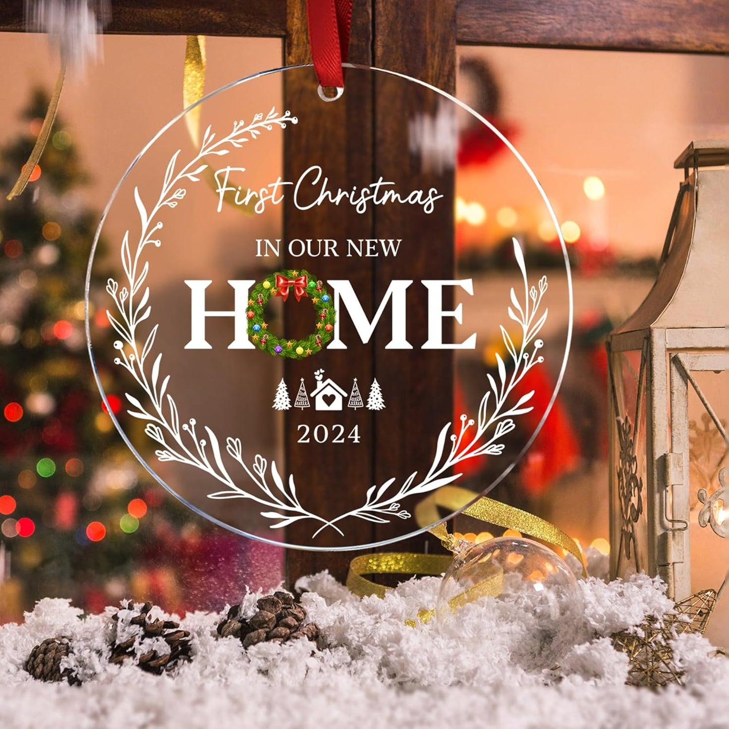 Our First Christmas in Our New Apartment 2025 Xmas Ceramic Ornament - Apartment Decor House Warming Gifts 1st Apartment Christmas Ornament (Home Ornament)