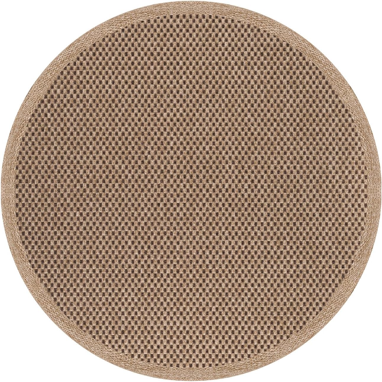 CAMILSON Easy Jute Round Rug 4ft Indoor Outdoor Natural Color Fiber Area Rugs for Living Room Patio and Kitchen Rug, Sisal Boho Woven Design Easy-Cleaning Washable Outside Carpet Alfombras (4 Round)