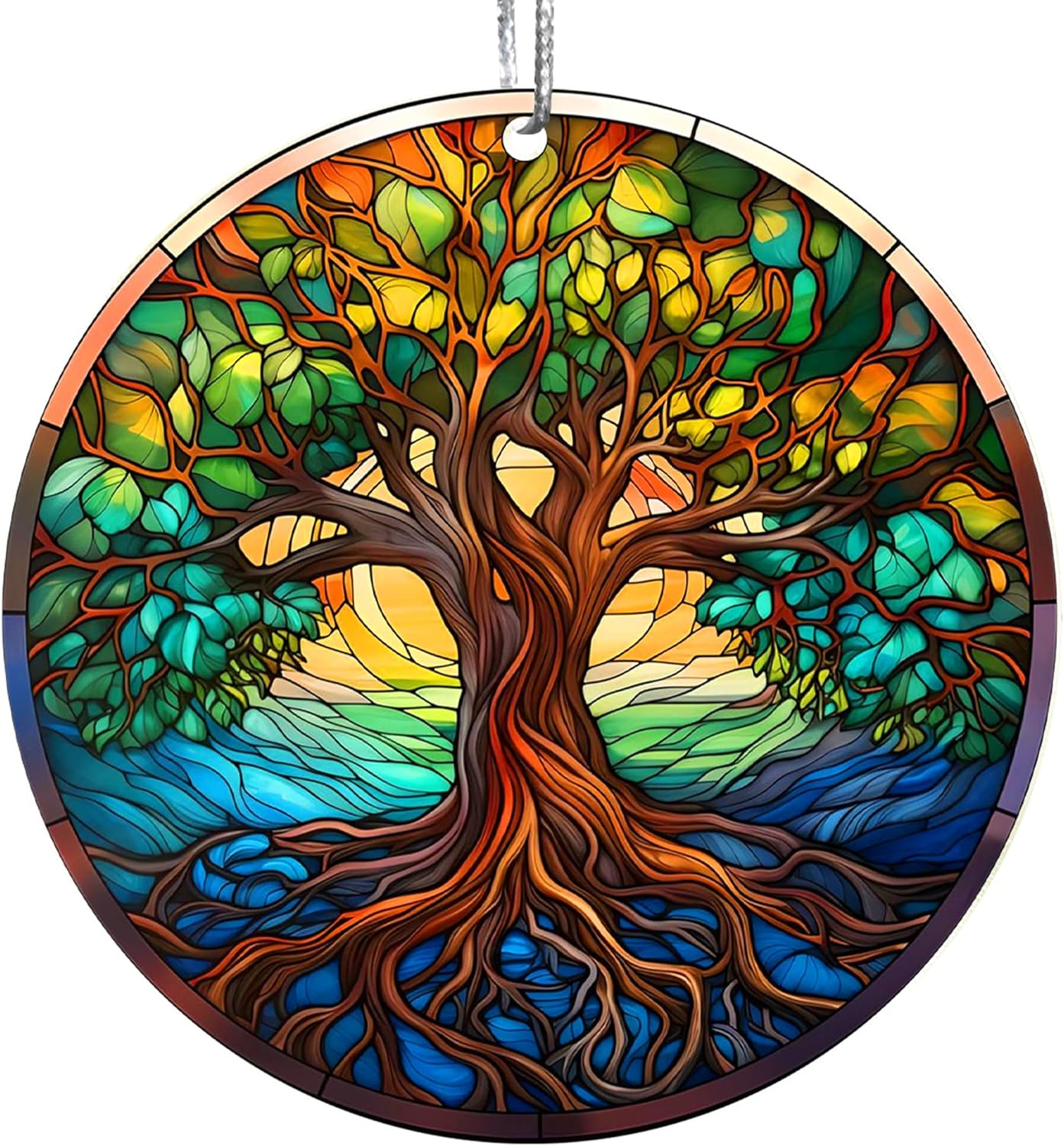 Jabihome Christmas Ornaments 2025, Exchange for Women, Men, Collectible Dated Year Ornaments for Tree, Unique Acrylic Suncatcher, Printed Stained Glass Effect Decor (Tree of Life)