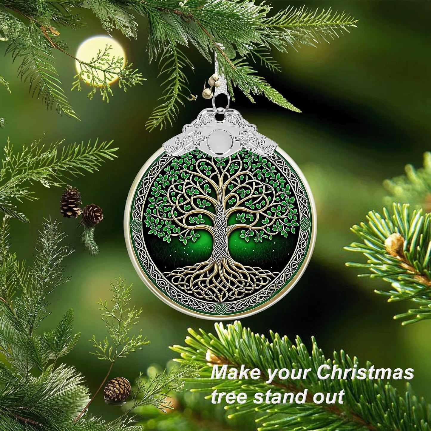Tree of Life Stained Glass Christmas Ornament - Hanging Ornaments for Christmas Tree Decorations -Holiday Keepsake Present Exchange Idea -1