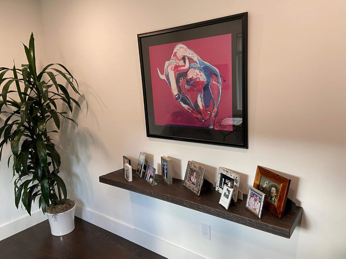 joelsantiques 60 Inch Wooden Floating Shelves for Wall - 60x12x2 in - Made of Natural Wood - Long Heavy Duty Rustic Wall Shelves for Bedroom - Perfect for Living Room, Kitchen - Mocha