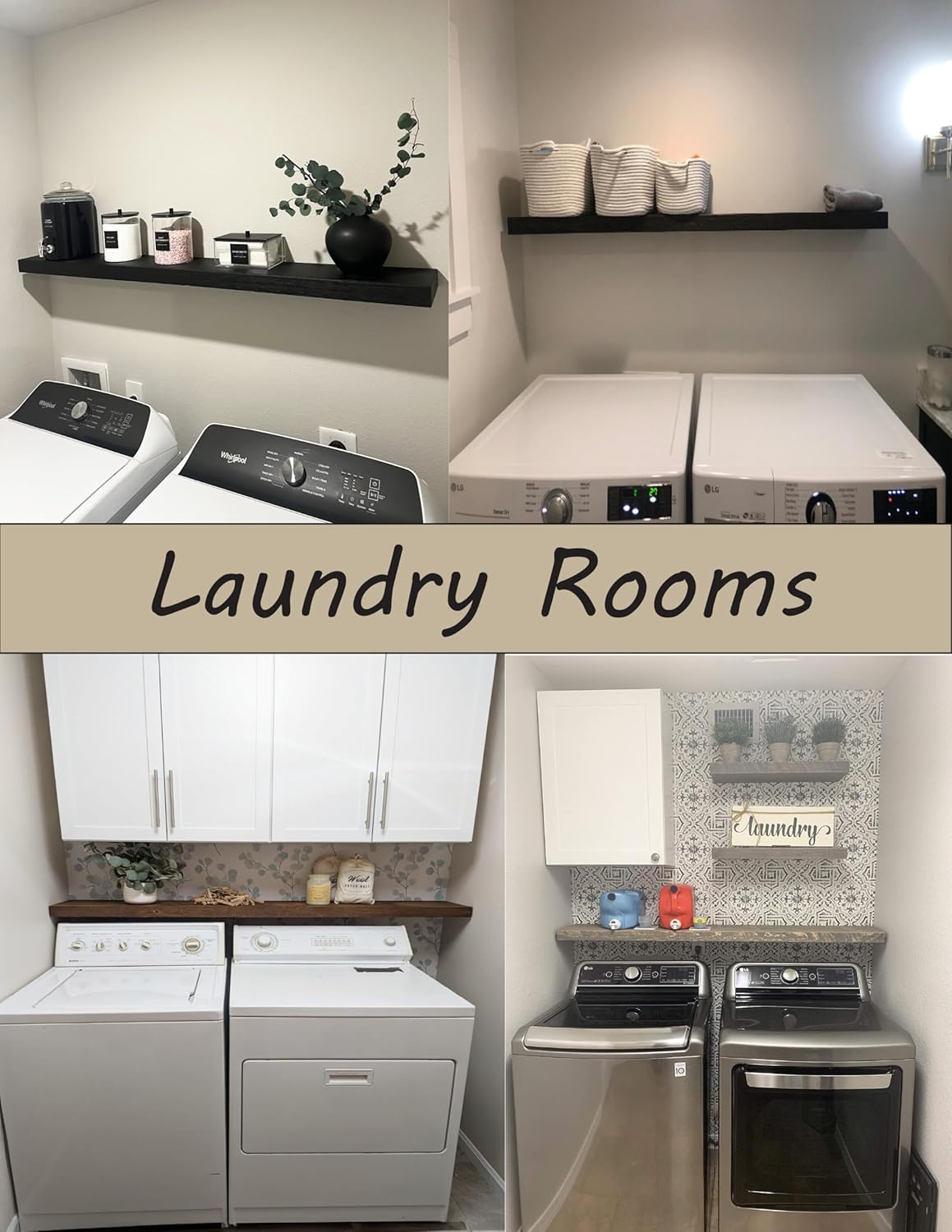 joelsantiques 60 Inch Wooden Floating Shelves for Wall - 60x8x2 in - Made of Natural Wood - Long Heavy Duty Rustic Wall Shelves for Bedroom - Perfect for Living Room, Kitchen - Made in USA - Mocha