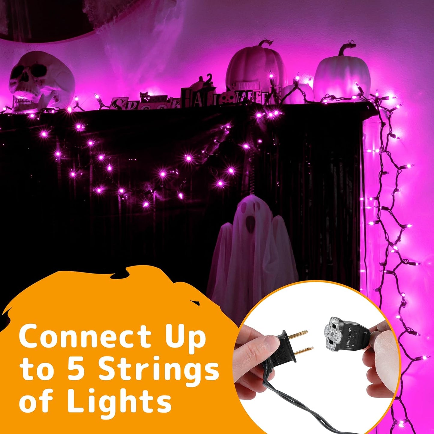 PREXTEX 100 Count Purple Halloween Lights - 20 ft Fairy String Lights with Black Wire - Violet Indoor and Outdoor Mini Light for Halloween Parties, Christmas Holiday Decorations, Fences and Patios