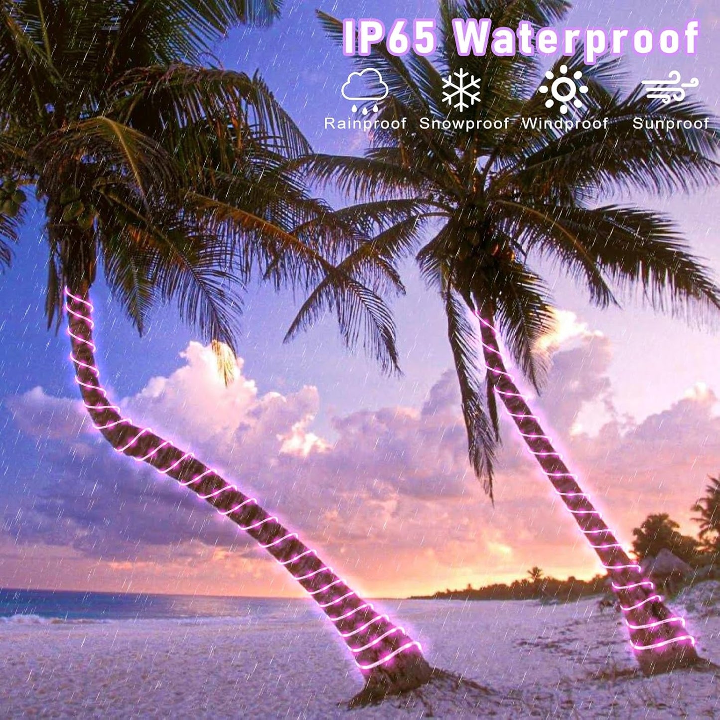 Rope Lights for Outside, 164FT 500 LED String Lights Outdoor Waterproof, 8 Modes Plug in Clear Tube Lights for Indoor Bedroom Garden Patio Tree Party Wedding Decorations, Pink