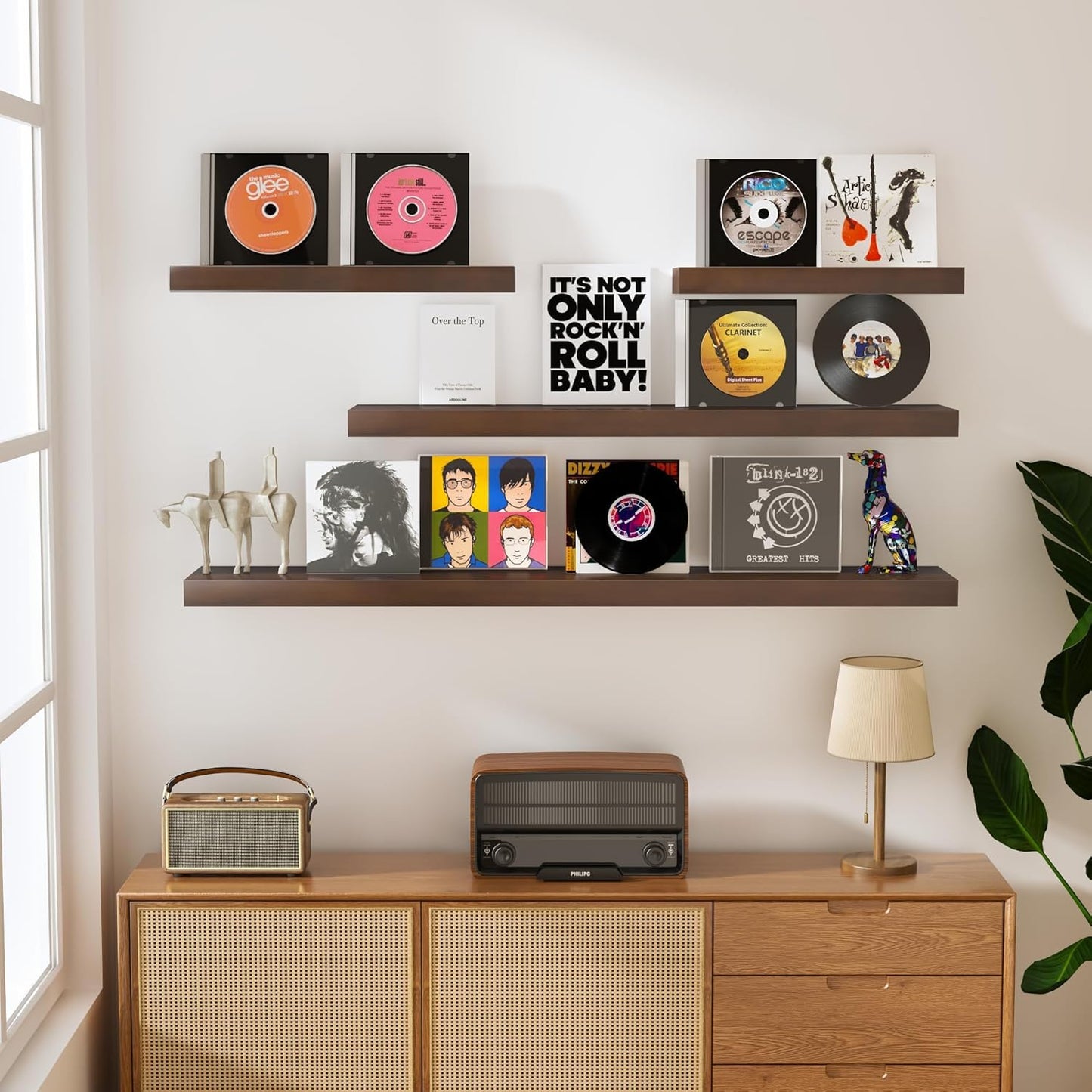 Walnut Floating Shelves for Wall 48 Inch, 8 in Deep Single Wood Shelf Floating Rustic Farmhouse Decor, Heavy Duty Shelf Hold 100 lbs, Wall Shelves for Bathroom Living Room Kitchen Bedroom Office