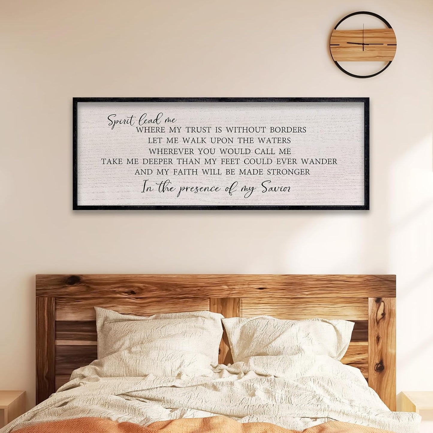 LuZhiQiang Spirit Lead Me Wall Art Decor 40"x15" Christian Scripture Sign Large Inspirational Quote Bible Verse Hanging Wooden Framed (Black)