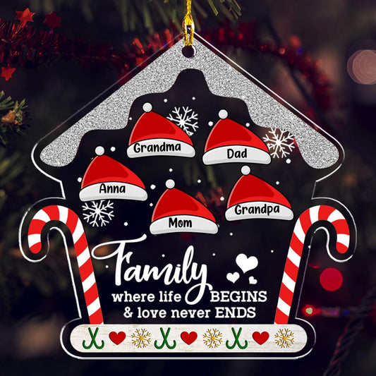 Personalized Chrismas Ornament 2025 - Love Never Ends, Custom Name Charms Family Members up to 10 People, for Family, Friends, and Loved Ones