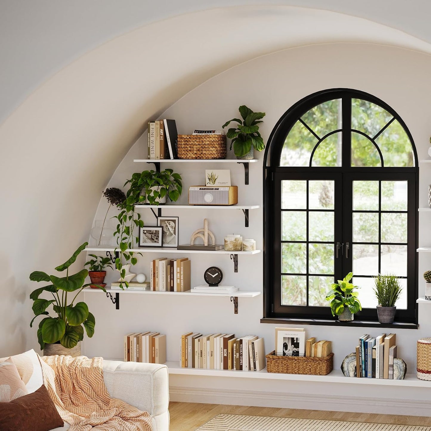 DINZI LVJ Long Wall Shelves, 39.4 Inch Large Floating Shelves Set of 2, Wide Display Shelf Wall Mounted with Brackets, Easy Hanging for Living Room, Toilet, Office, Bedroom, White