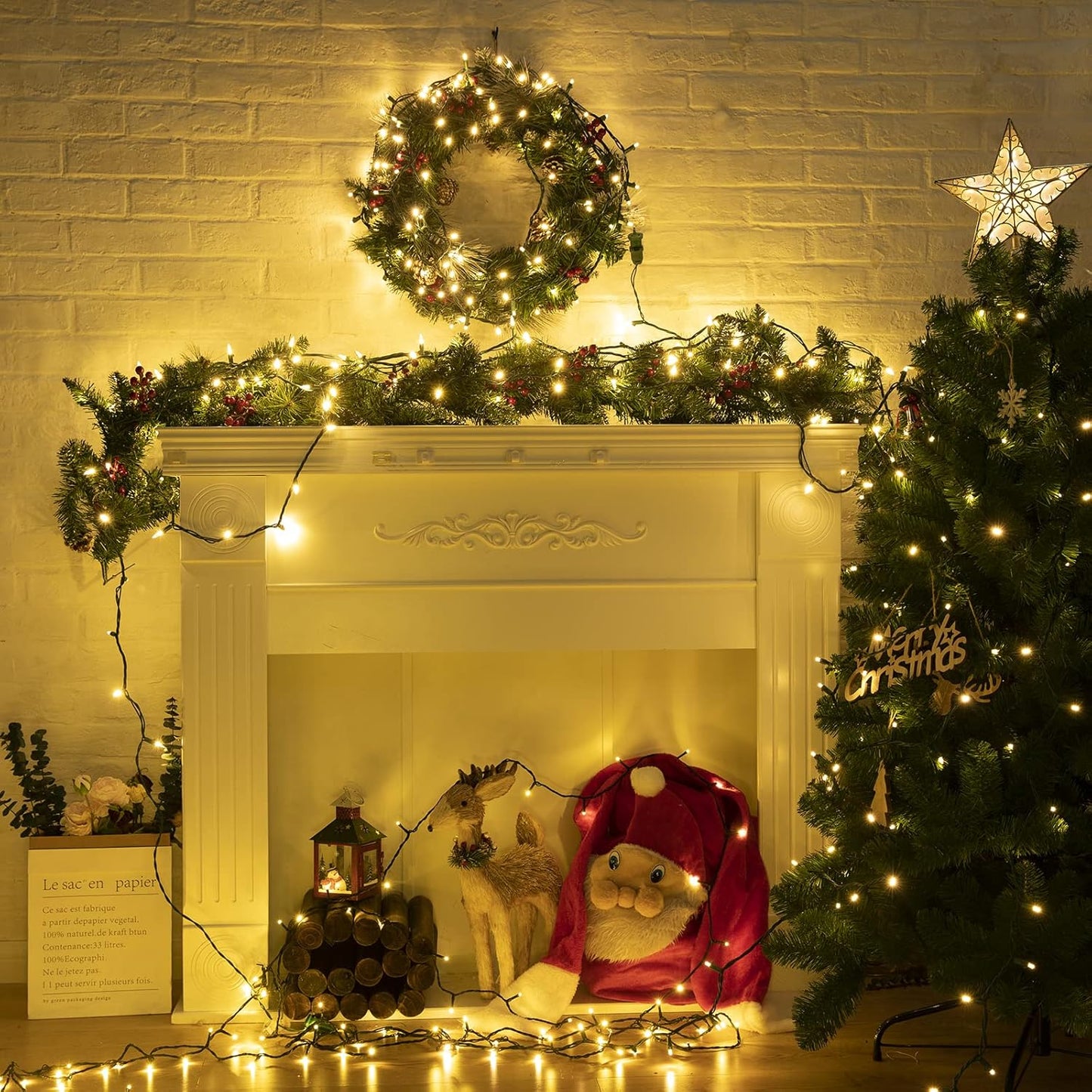 Christmas LED Mini String Lights, 28Feet 100LEDs Mini Lights for Christmas Tree, UL Listed Christma Lights Set Waterproof Plug in for Outdoor Indoor Wreath Roof Garland Holiday Decoration, Warm White