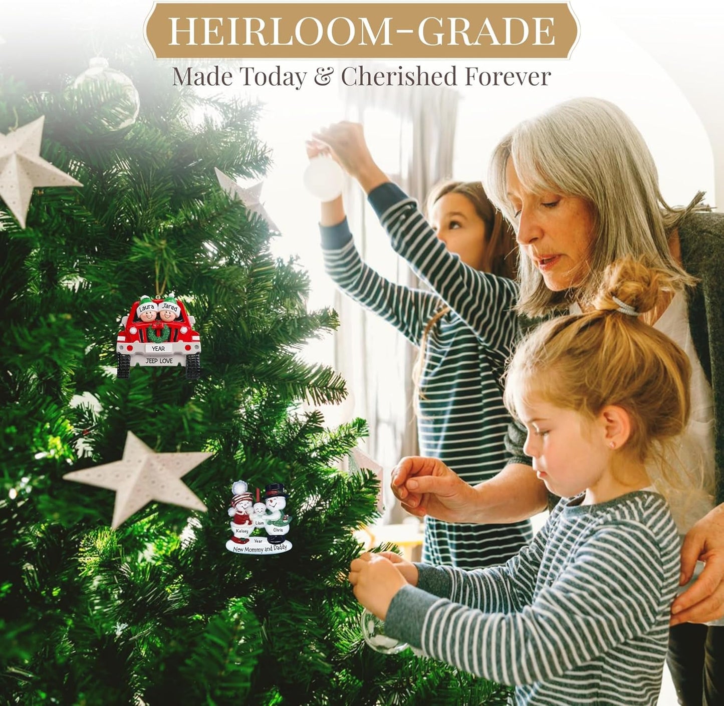 Personalized Family of 6 with Dog Ornament 2025 | Free 24h Customization | Christmas Ornaments for Tree | Custom Gift Wrapped Pet Keepsake for Dog-Lovers