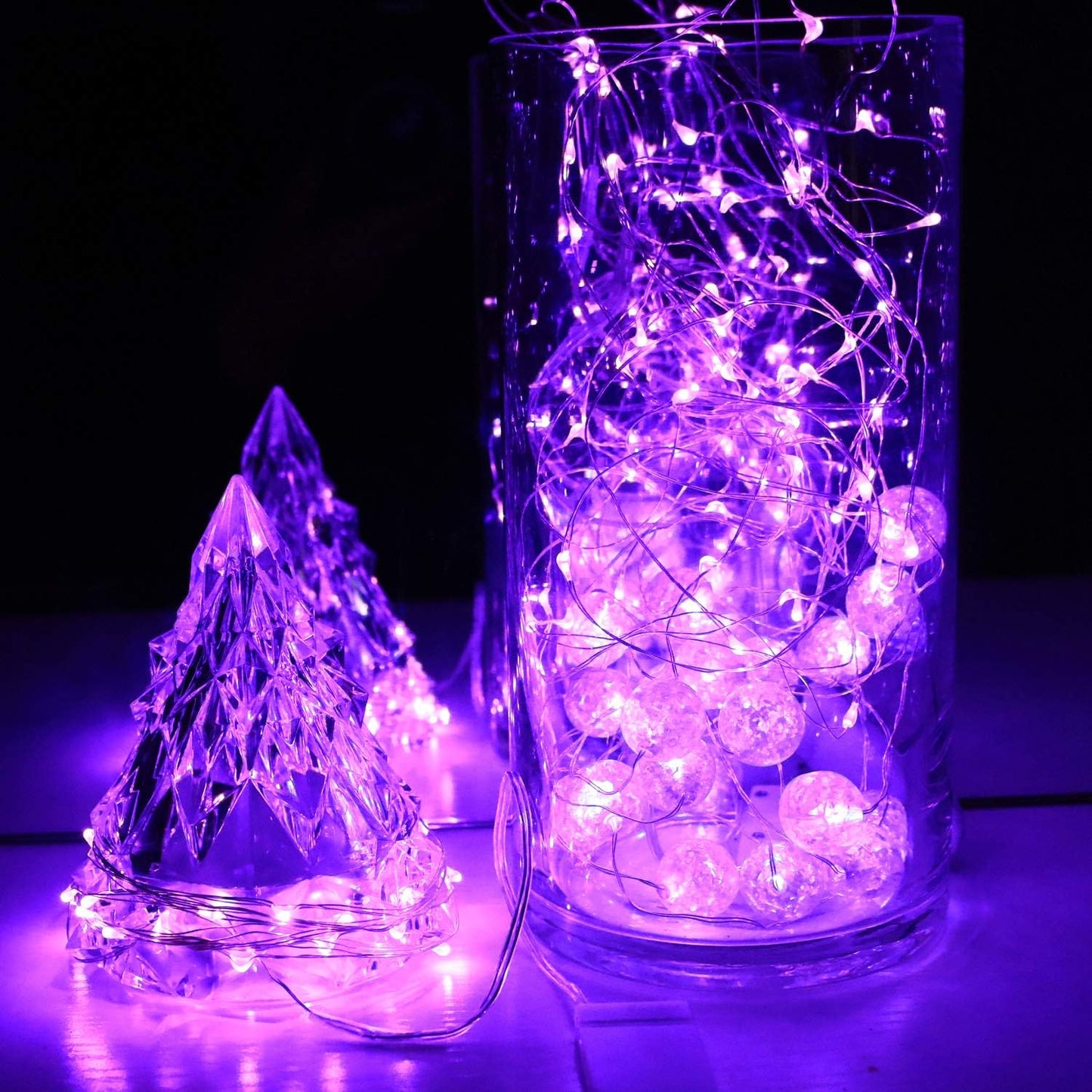 OakHaomie 6 Pack 10ft(3m) LED Starry String Lights 30 Micro LEDs on Silvery Copper Wire,2pcs CR2032 Batteries Required and Included,for DIY Wedding Christmas Centerpiece Table Decorations (Purple)