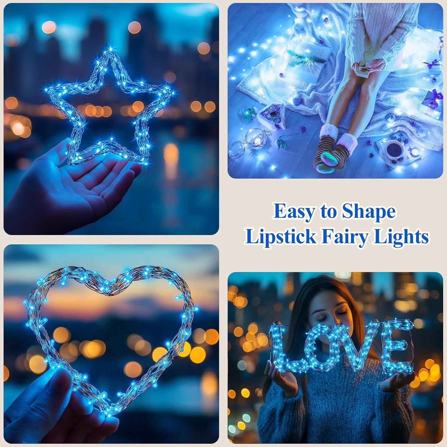 Lakumu LED String Lights Battery Operated, Fairy Lights with Timer, Mini Twinkle Lights for Bedroom, Christmas Decorations, Wedding, Vine, Centerpiece Table Decor (10M/33FT Blue)