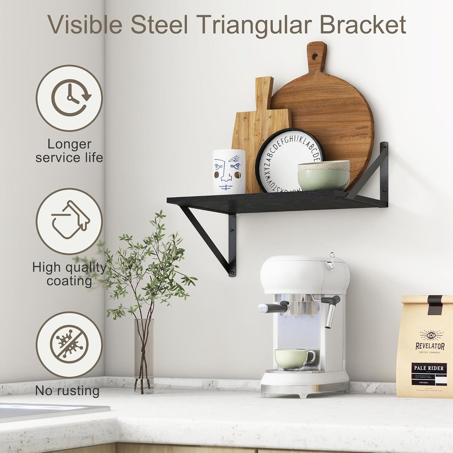 Fun Memories Deep Floating Shelves for Wall, 12 Inch Deep Black Floating Shelves Set of 2, 16" W x 12" D Wall Shelf, Wide Display Ledges Shelves for Bedroom, Bathroom, 12 Deep Bookshelf Wall Mounted