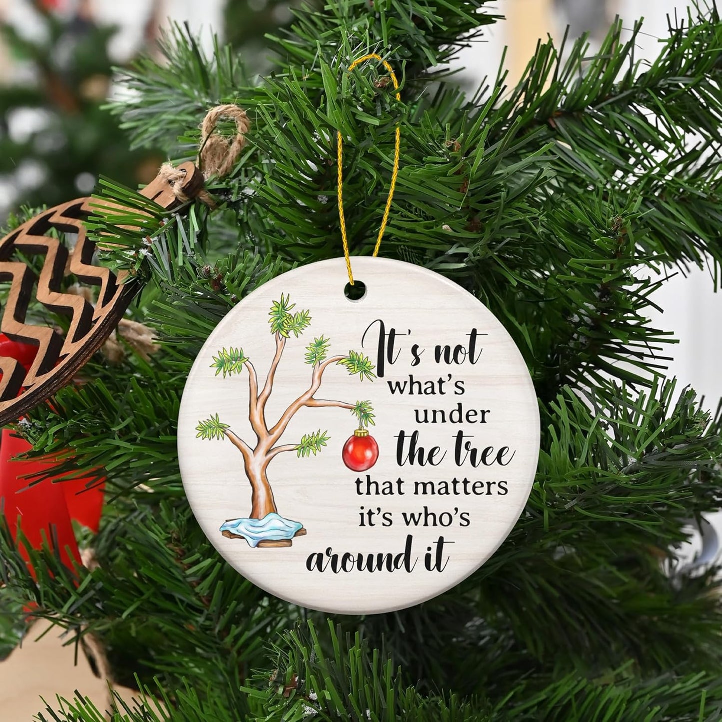 TEEZWONDER Gifts for Women Men - Ceramic Christmas Ornaments 2025 for Tree Decorations - Inspirational Mom Dad Gifts for Sister Brother Grandma Grandpa, Friend Gift Ideas