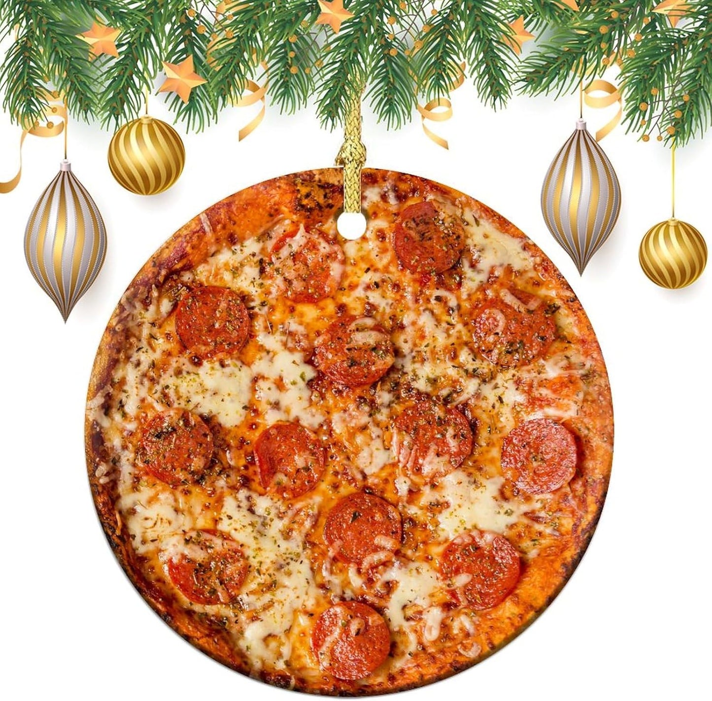 Personalized Christmas Ornaments - Custom Picture & Text Ornaments for Christmas 2024, Baby's 1st Christmas Ornament with Picture for Xmas Tree Custom Gifts for Family, Mom, Dad, Friend (Pizza)