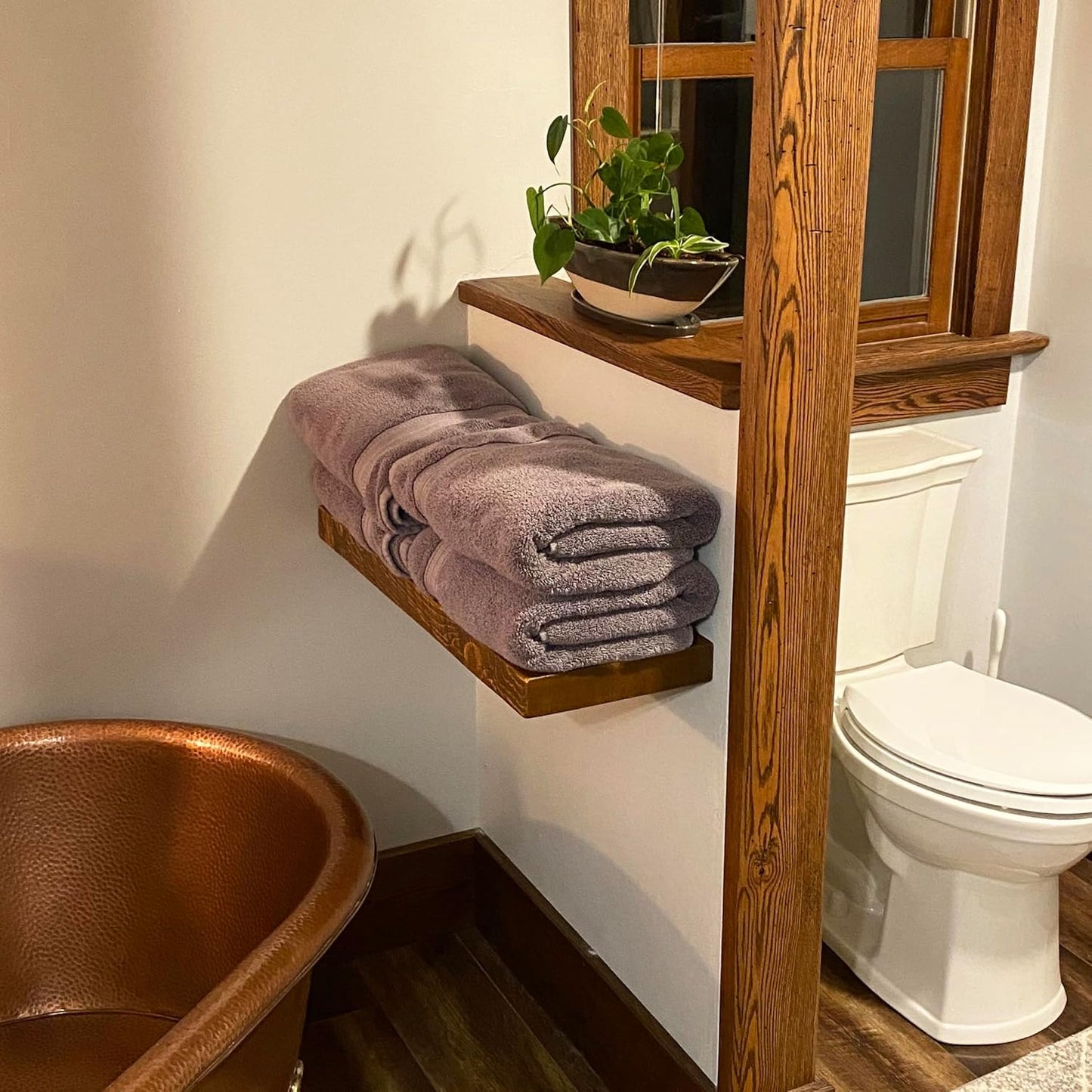 joelsantiques - 36 Inch Wooden Floating Shelves for Wall - Made of Natural Wood - 36x12x2 in - Long Heavy Duty Rustic Wall Shelves for Bedroom - Perfect for Living Room, Kitchen - Medium Brown