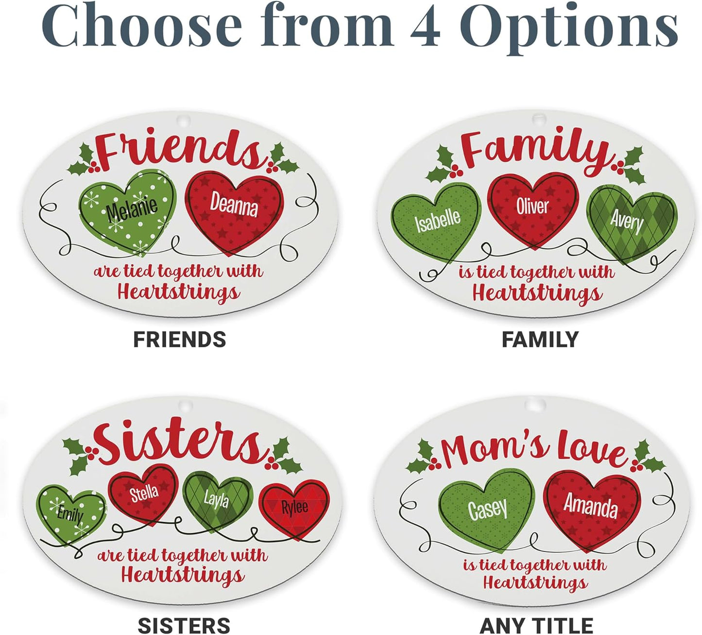 Let’s Make Memories Personalized Christmas Ornament - for Friends - 2024 Christmas Ornament - Wood - Oval - 2–6 Names - Heartstrings